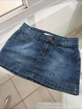 2.1 DENIM Dark Blue Washed Mini Skirt